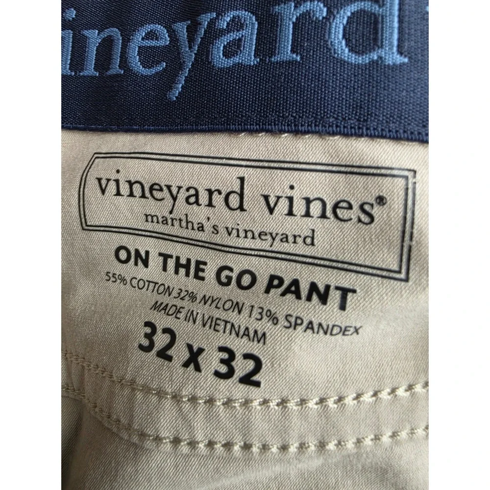 Vineyard Vines On-The-Go Khaki Tan 5-Pocket Performance Pants Mens Stretch